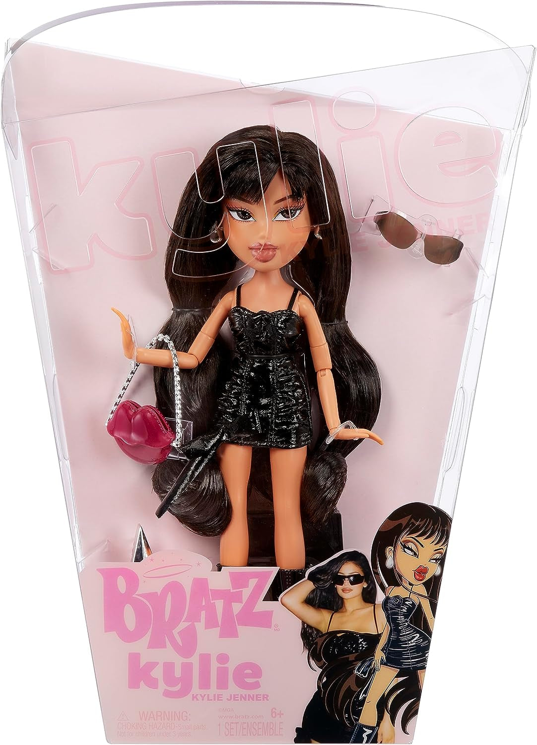 Bratz x Kylie Jenner - Day Modepuppe - Sammlerpuppe mit Tagesoutfit, Accessoires und Poster - Für Kinder und Sammler ab 6 Jahren, Veganes Lackleder