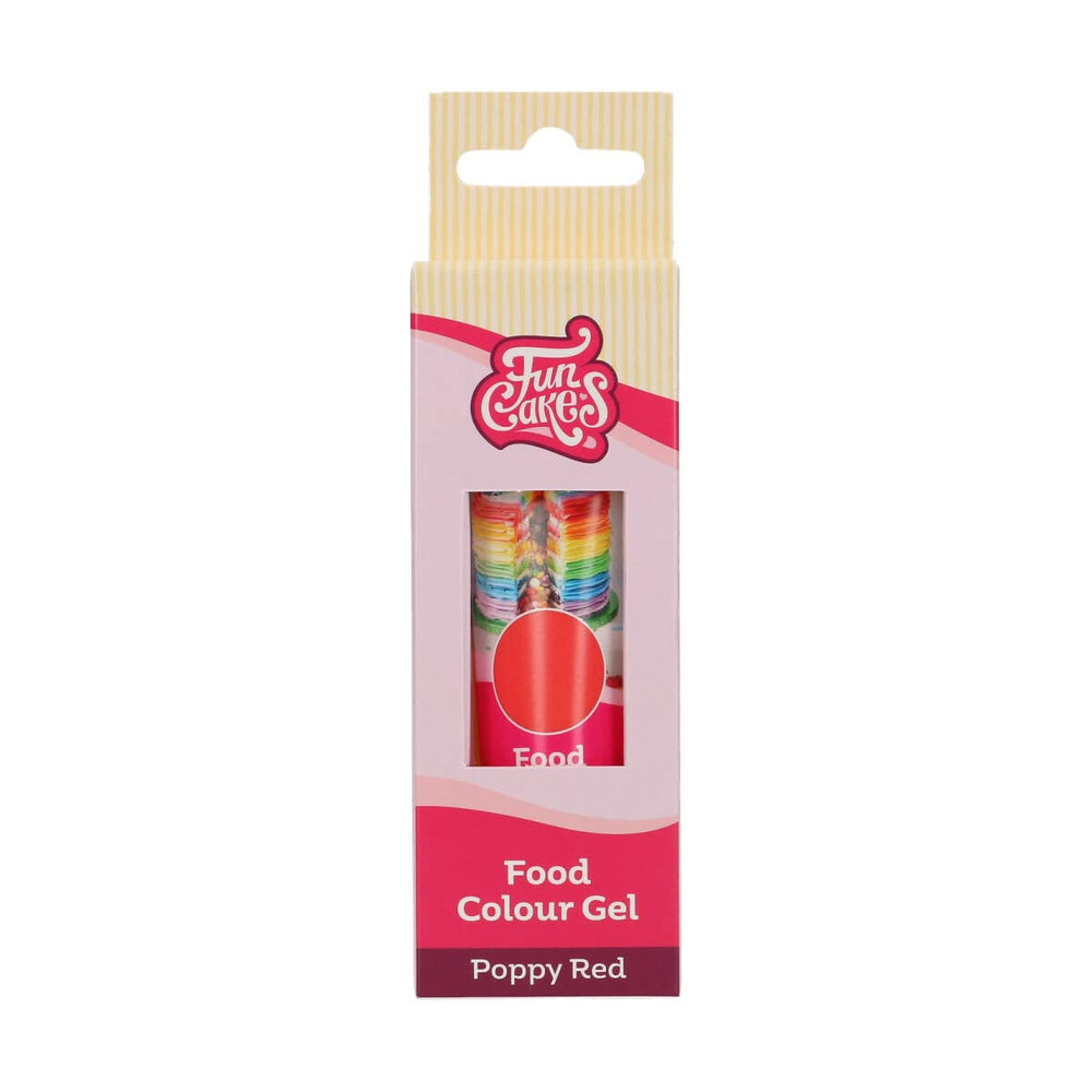 Colorant alimentar Funcakes, gel colorant alimentar, roșu mac: Colorant alimentar foarte concentrat pentru aluat, cremă, fondant și marțipan. Dozare ușoară. Picătură individuală pentru a crea culori vibrante. Halal. 30 g.