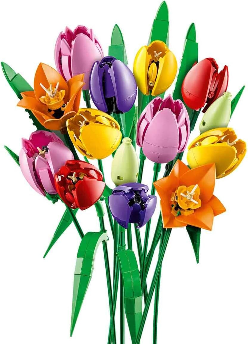LEGO Botanicals Tulpenstrauß - Set mit Kunstblumen für Erwachsene - mit 14 künstlichen Tulpen in 5 Farben als DIY Deko - Geschenkidee zum Muttertag - 11501