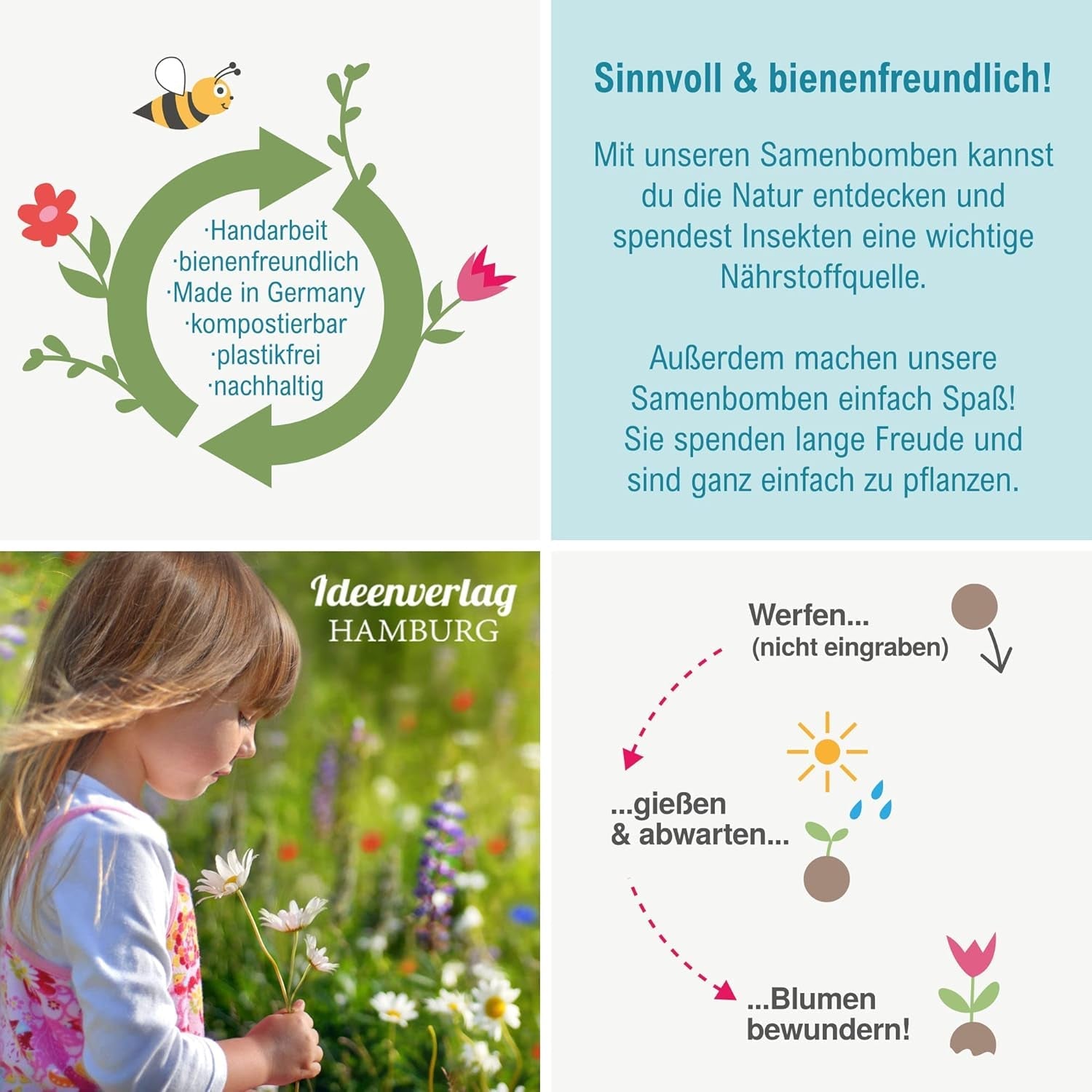 10x "Glück to grow" Samenbomben als Glücksbringer 2026 & Blumensamen Geschenk | Mitbringsel Erwachsene & kleine Gastgeschenke Silvester - Kleeblatt Glücksbringer Prüfung - inkl. Geschenkkarten Set