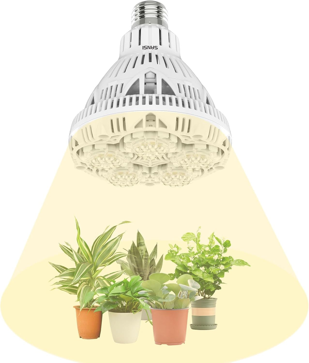 Lampă LED SANSI 36W cu spectru complet E27 pentru plante de interior, lampă LED de creștere cu lămpi de creștere PPFD ridicat pentru seră, grădină, flori, legume, hidroponică, dimensiune Ø11.5 * 13.3cm