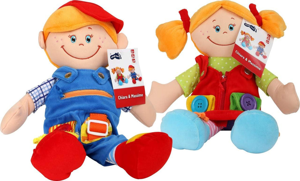 small foot Stoffpuppen "Chiara & Massimo", Lernpuppen für die Schulung der Feinmotorik von Kleinkindern, 2er Set, 5576