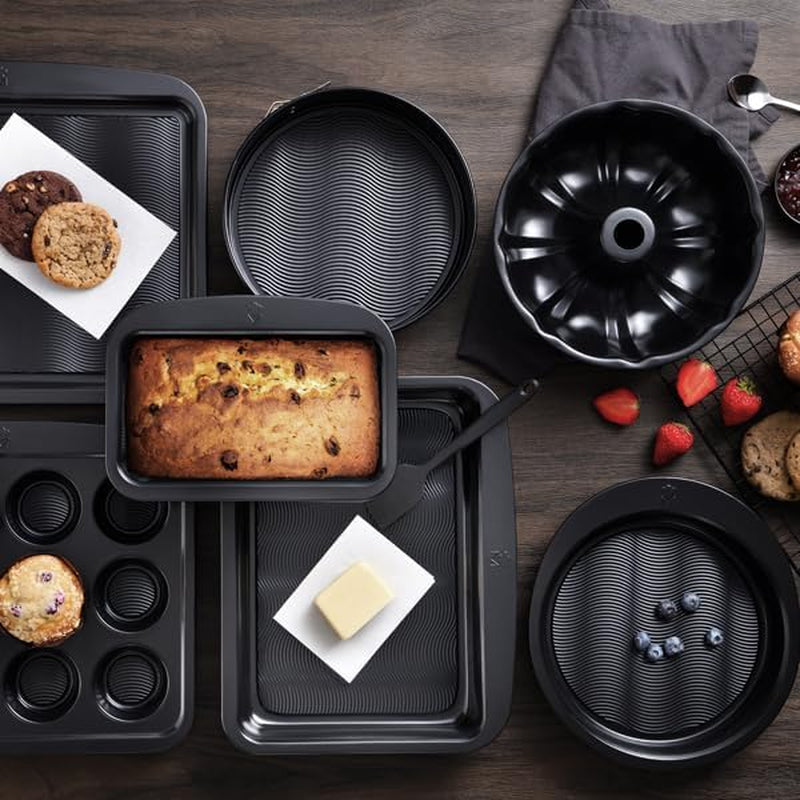 Masterpro Foodies - tavi de copt pentru 6 brioșe - Distribuție uniformă a căldurii - Fabricate din oțel carbon - Fund antiferent - Detașabil și ușor de spălat Matrite si tavi pentru copt Naty Shop