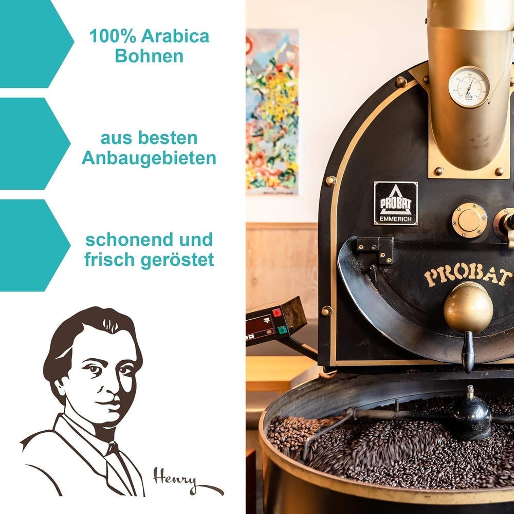 Henry's Espresso Roma 1000g - prăjire ușoară - corp plin - aciditate scăzută - calitate rafinată - boabe de cafea direct de la fermier