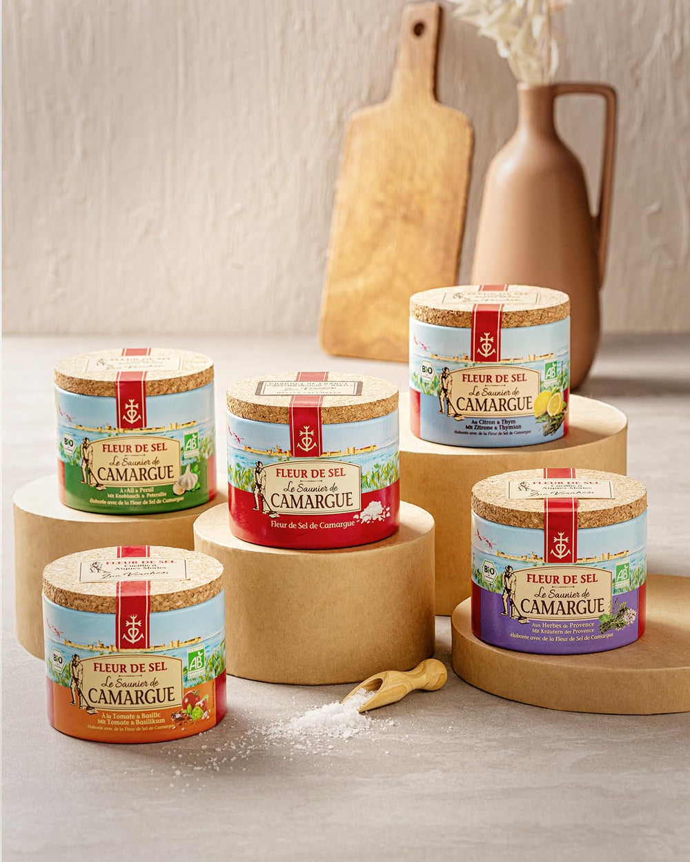Le Saunier de Camargue Fleur De-Sel Zitrone Thymian in 125 g Dose, Premium Meersalz aus Süd-Frankreich, Ideal als Finishing von Speisen und zum Verfeinern von Gerichten