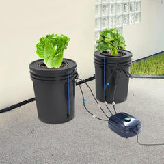 Set complet sistem hidroponic DWC cu pompă de aer de 12W, 2 găleți (5 galoane), sistem de creștere hidroponică, 2 saci de Ceramsite, kit de irigare pentru ghiveci