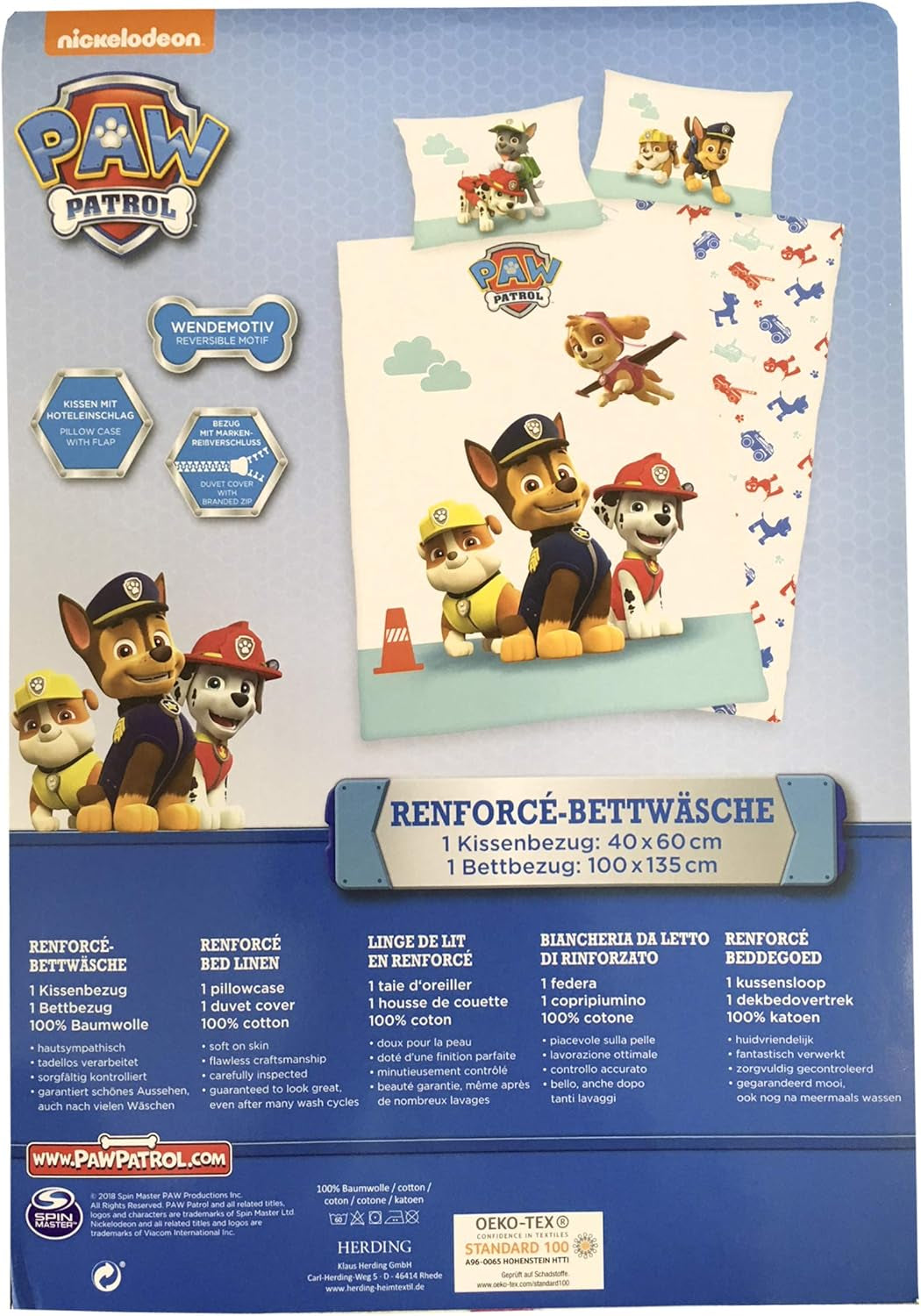 Set de lenjerie de pat pentru copii PAW Patrol, reversibila Lenjerie de pat - copii Naty Shop