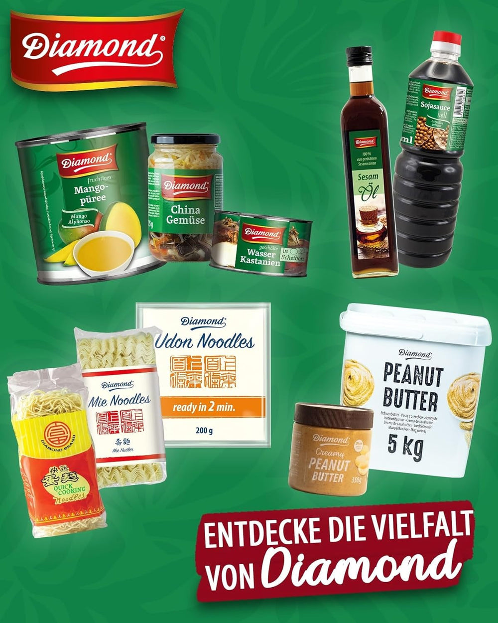 Tăiței DIAMOND cu gătire rapidă fără ou, tăiței rapizi din făină de grâu pentru wok și garnituri - 1 x 500 g