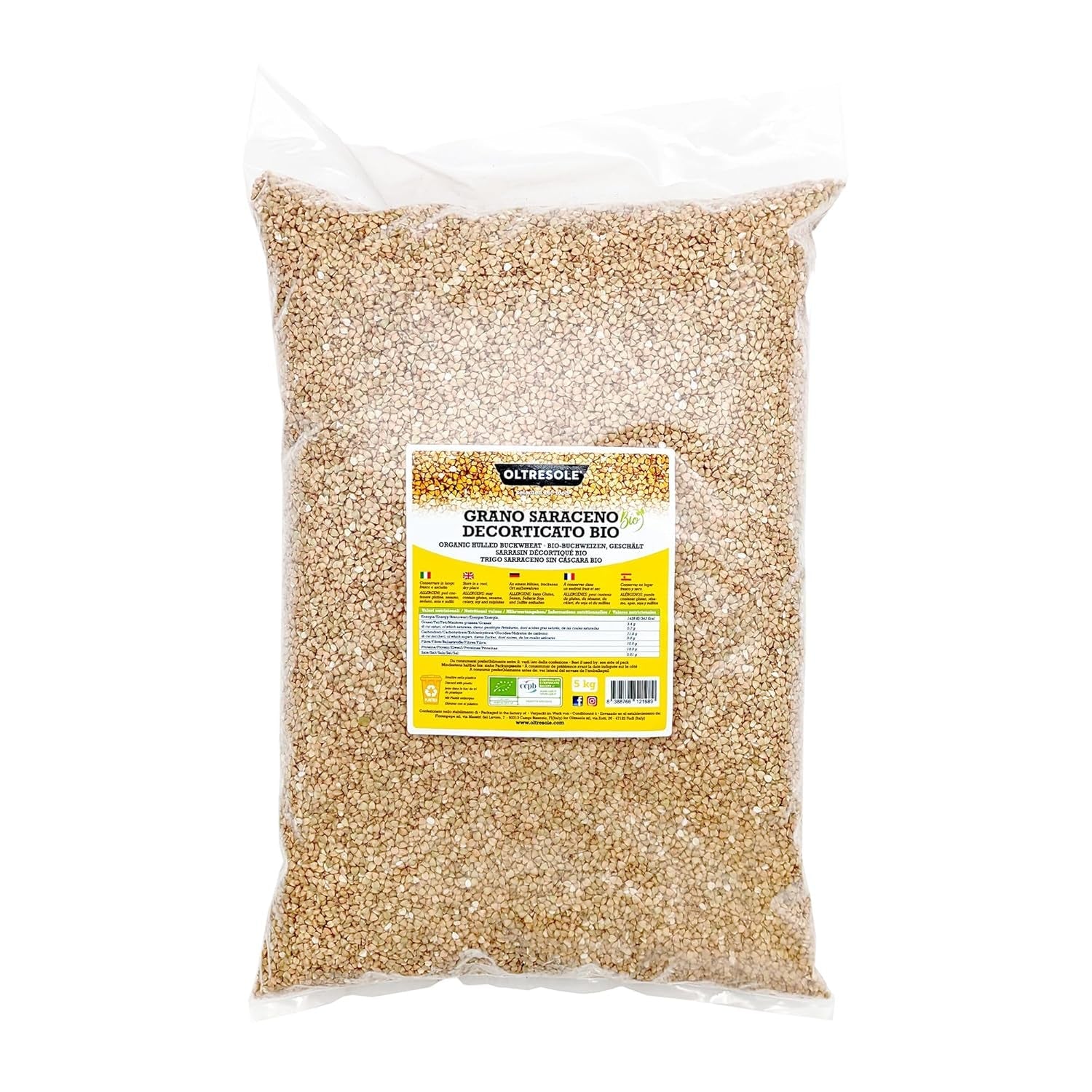 - Bio Buchweizen geschält 5 Kg - Rohgetreide, nicht wärmebehandelt, aus biologischem Anbau, Convenience-Paket