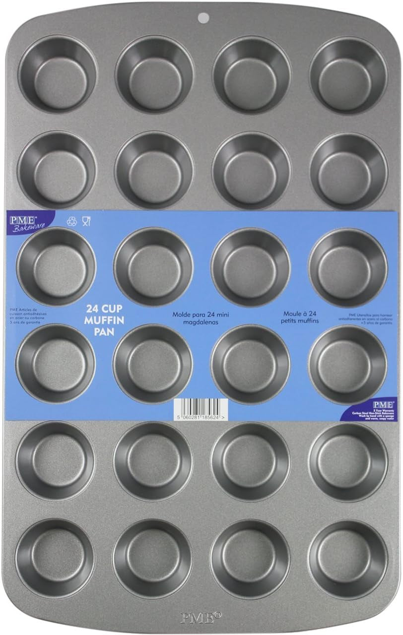 CSB111 Antihaftbeschichtete Mini-Muffinform Mit 24 Löchern Aus Karbonstahl, Edelstahl, Silver, 39.4 X 24.6 X 2.1 Cm Matrite si tavi pentru copt Naty Shop