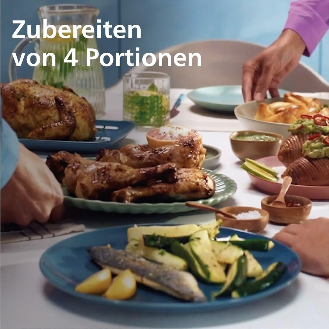 Philips Dual Basket Airfryer 3000 Series cu set de mic dejun, 9 litri, 2 sertare Electrocasnice Naty Shop