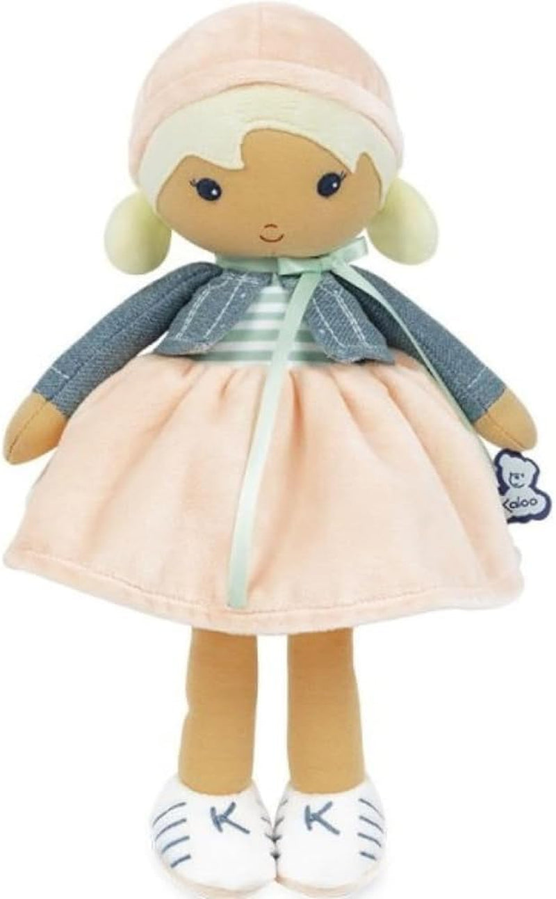 KALOO - Tendresse – Meine 1. Puppe aus Amandin-Stoff – Stoffpuppe 25 cm – Rosa aus Chiffon – Matte Haut – schöne Geschenkbox und Band personalisierbar – ab der Geburt K200004