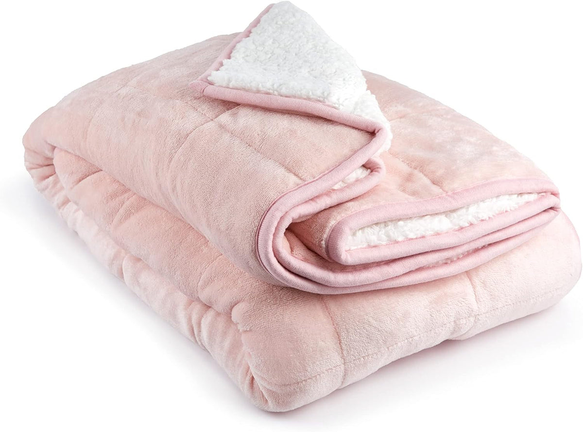 Emma Barclay Pătură Sherpa cu greutate, 127 X 152 cm, Blush Pink Paturi si Cuverturi Emma Barclay Blush roz 50X60" (127X152Cm)