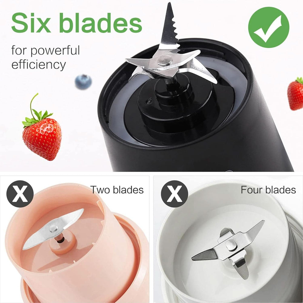 Mixer Smoothie Maker Tragbarer Entsafter: 380Ml Standmixer Persönlicher Shaker Proteinshake Mit 6 Edelstahlmesser Tragbar-Bpa-Freie Mit Usb-Mixbecher Für Shakes,Saftoutdoor,Schwarz Bucatarie Naty Shop