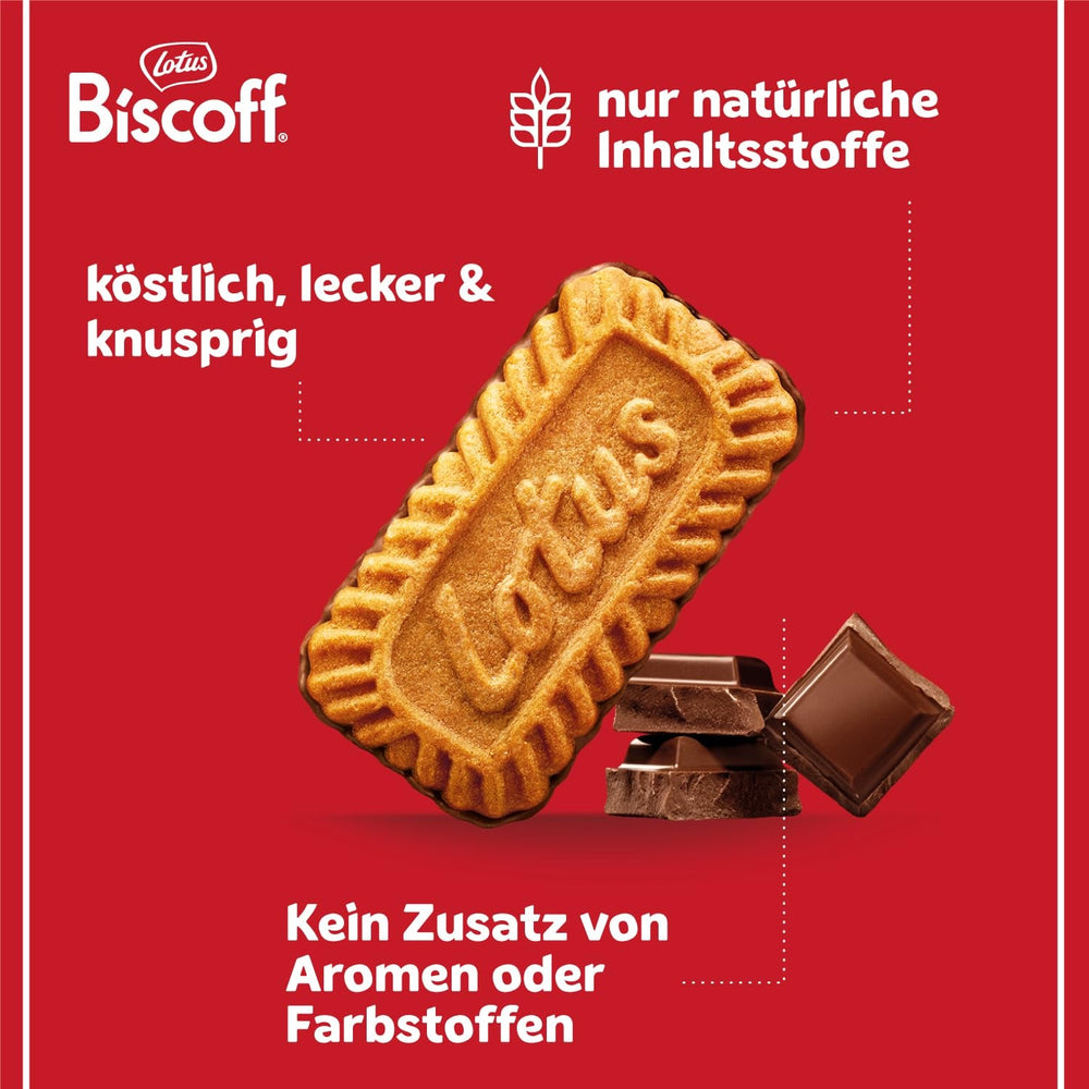 Lotus Biscoff | Biscuite caramelizate cu glazură de ciocolată | 200 de biscuiți ambalați individual | Doar ingrediente naturale | Fără coloranți sau arome artificiale | 200 x 1 | 1,47 kg