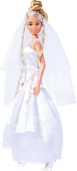 Simba 105733414 - Rochie de mireasă Steffi Love, asortată în 2 modele, este furnizat un singur articol, păpușă într-o rochie de mireasă frumoasă, 29 cm, vârste 3+