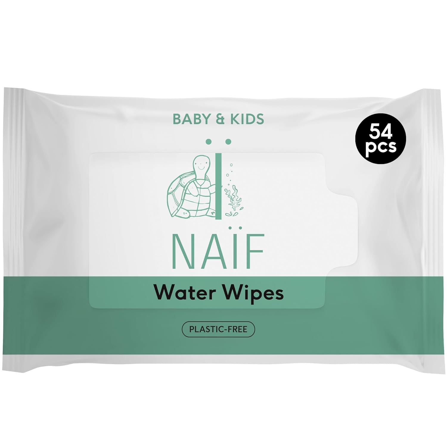 Naïf - Șervețele umede fără plastic - 1296 bucăți (24 bucăți X 54 șervețele umede) - Îngrijire pentru fundul, corpul și fața bebelușului - 99% apă - 0% parfum și alcool