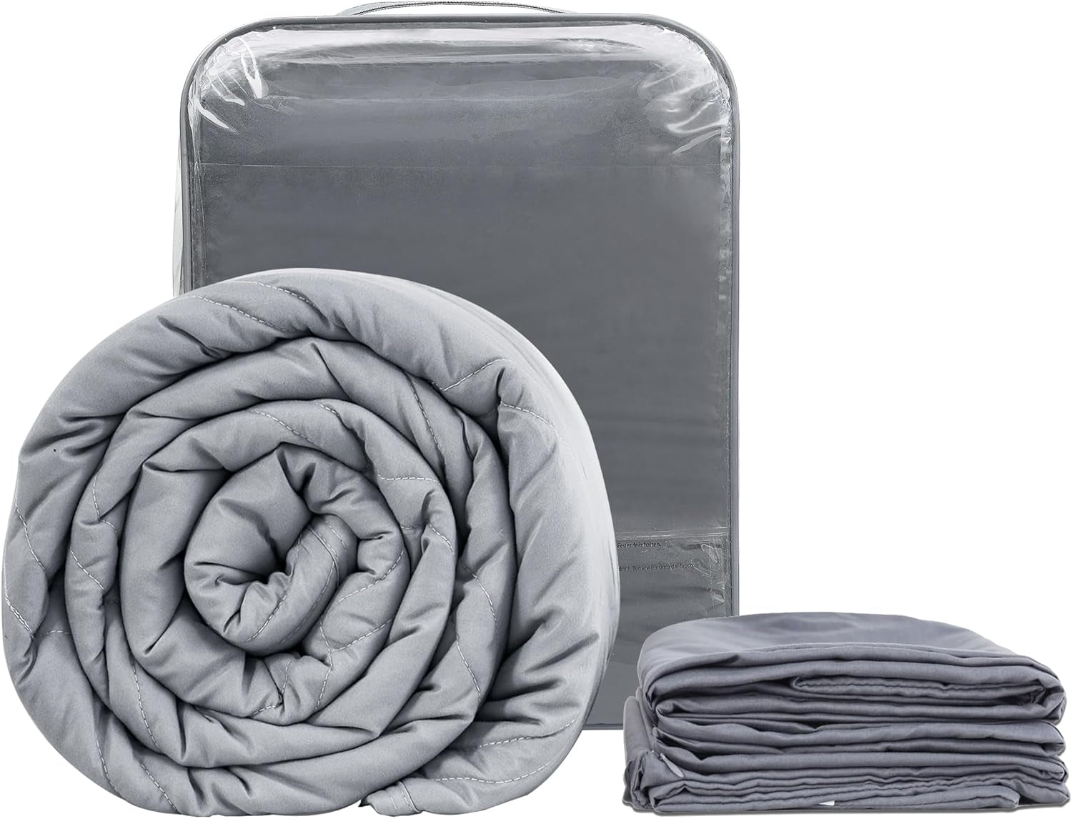 Winthome Pătură ponderată cu capac de plapumă 150X205Cm 10.4Kg, pătură ponderată confortabilă, pătură de terapie anti-stres, pătură grea pentru somn profund și recuperare mai bună, pătură grea pentru adulți (gri) Paturi si Cuverturi Besuche den Winthome-Store Gri 140X205Cm-8.6Kg