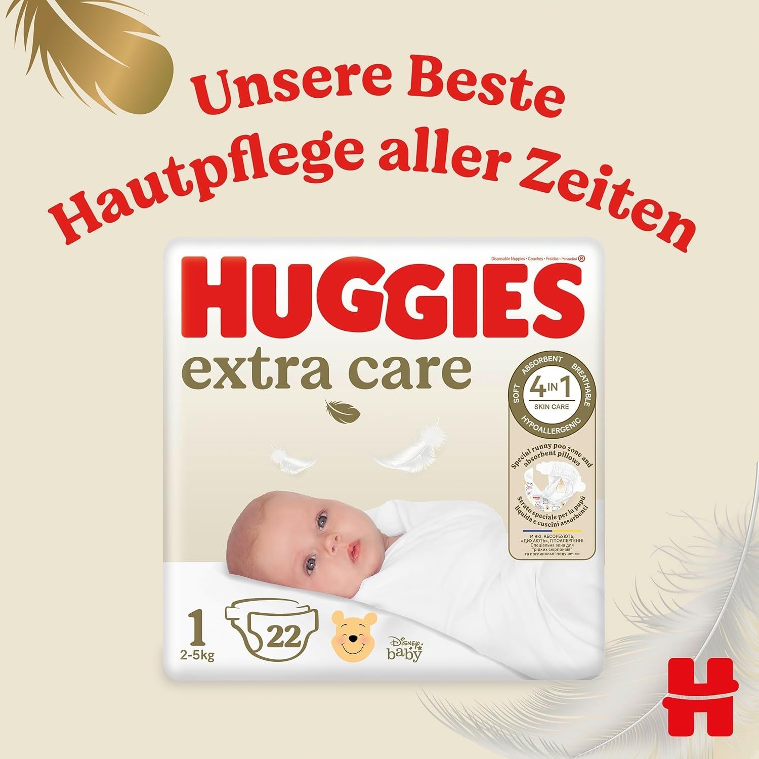 Scutece Huggies pentru nou-născuți, mărimea 2, 116 scutece (2 x 58), cutie pentru jumătate de lună