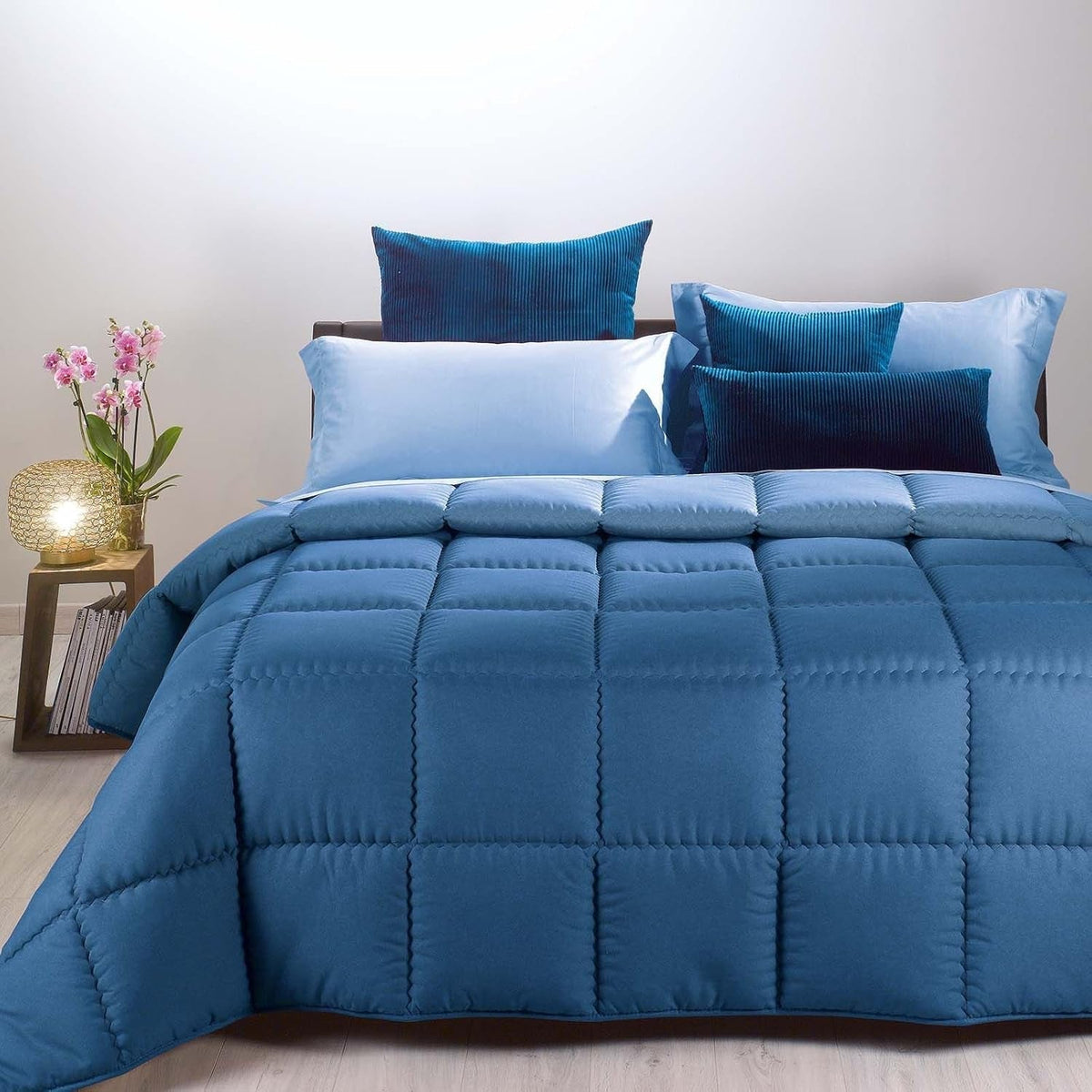 Cuvertură Caleffi pentru pat dublu Modern Double Blue - Pat dublu (260 X 265 Cm) Plapumi si pilote Naty Shop Albastru
