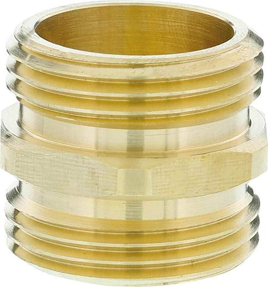 Niplu filetat din alamă Gardena: Conector din alamă pentru conectarea pe ambele părți, de exemplu la pompe, filet de țeavă 26,5 mm (G 3/4 inch) (7260-20)