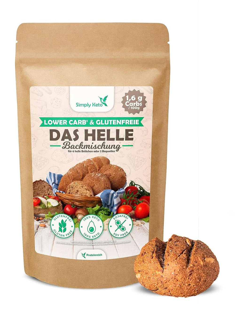 Simply Keto The Light Lower Carb* Bread, Mix pentru pâine fără gluten, 260 grame Bucatarie Naty Shop