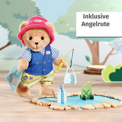 Costum Baby Born Teddy Angler cu undiță pentru păpuși de 43 cm și ursuleț de pluș, 835982 Zapf Creation