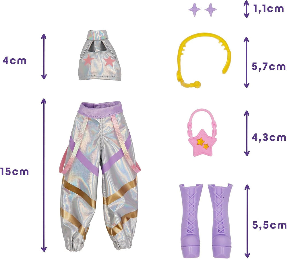 K-POP Idol Puppe Mina Modepuppen K-Pop Starlight-Stil, lila Haare mit Zöpfen. 3 Accessoires zum Kreieren von Outfits Kinder ab 3 Jahren