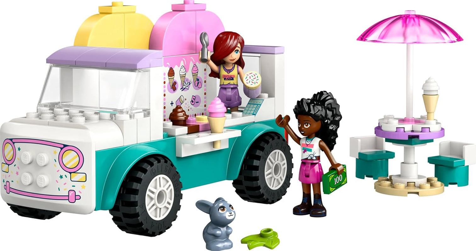 LEGO Friends Heartlake City Eiswagen, Spielset für Rollenspiele, Bauset mit 2 Spielzeugfiguren und einem Hasen, Spielzeug für Mädchen ab 4 Jahren, Bauspielzeug mit Minifiguren der Charaktere 42644