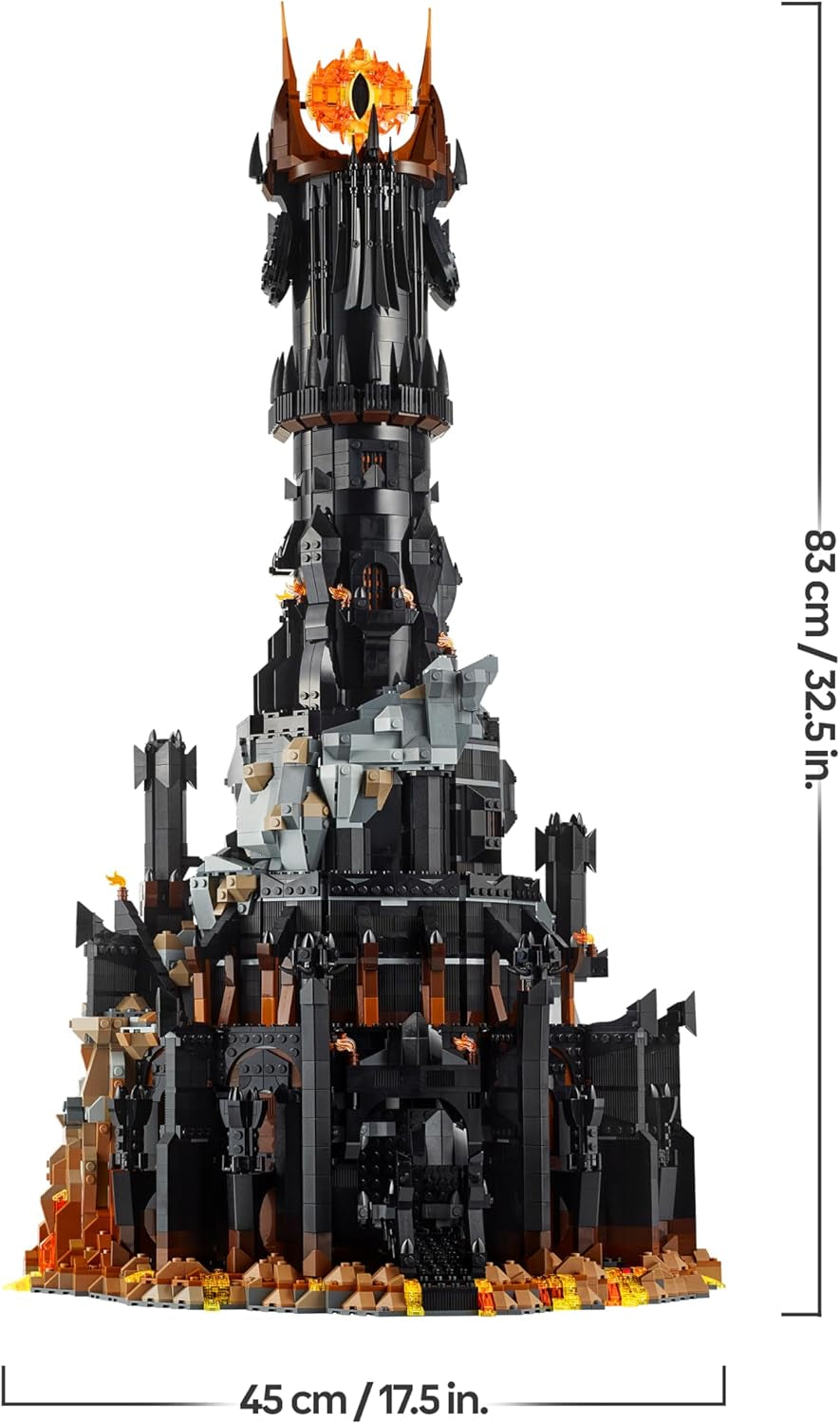 LEGO Icons Der Herr der Ringe: Barad-dûr, Bauset für Erwachsene mit den Minifiguren Sauron, Gothmog, Ork, Frodo, Sam und Gollum, Erinnerungsstück zum Film, Sammlerstück für Fans 10333