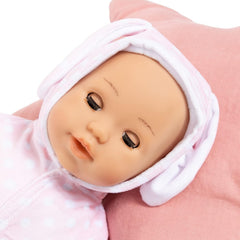 Bayer Design 93822AA Babypuppe Anna, spricht 24 Babylaute, weicher Körper, Schlafaugen, Schnuller, Flasche, 38 cm, rosa, Small