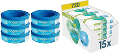 Casetă de rezervă 2320 Plus 2017 (pachet de 6) și cutie de șervețele umede Pampers Harmony Aqua pentru bebeluși, 720 de șervețele (15 x 48), protecție delicată a pielii cu 99% apă