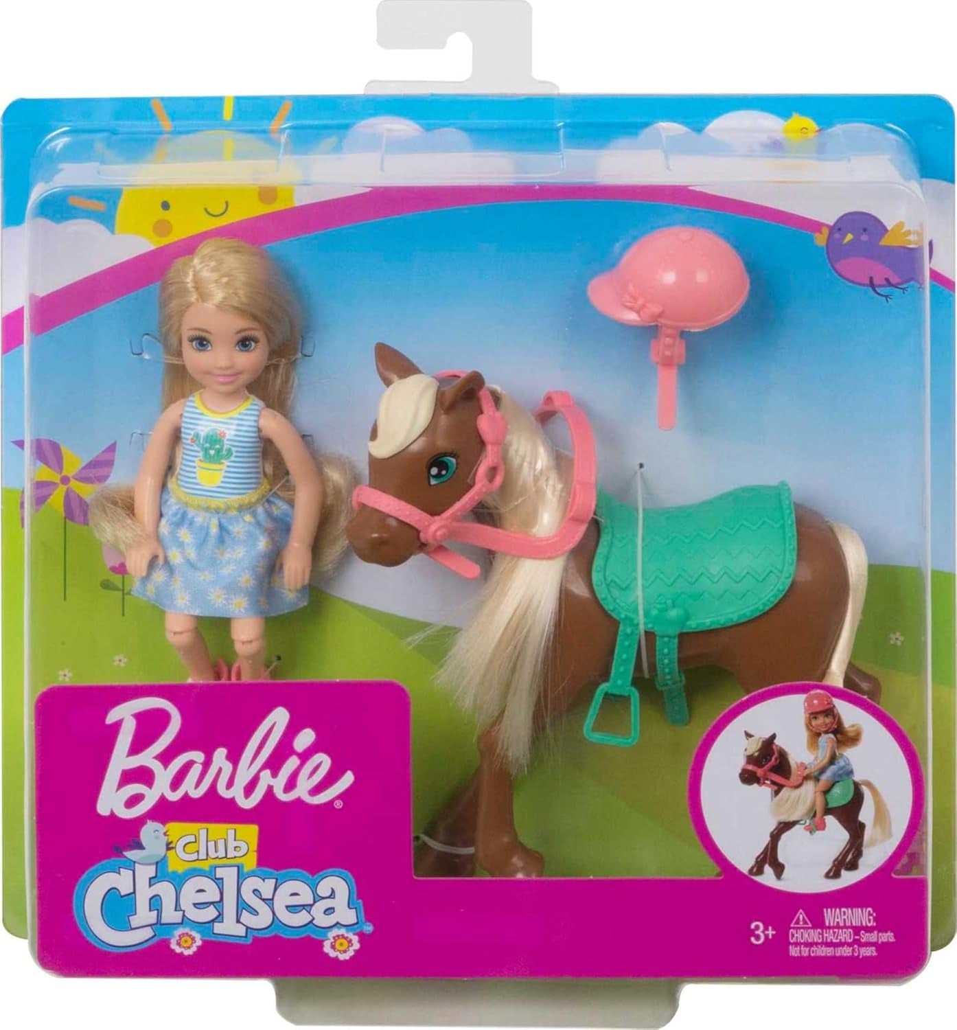 Barbie GHV78 - Set de joacă Club Chelsea cu păpușă și cal, aprox. 15 cm, blondă, cu haine și accesorii, cadou de jucărie pentru copii cu vârsta între 3 și 7 ani