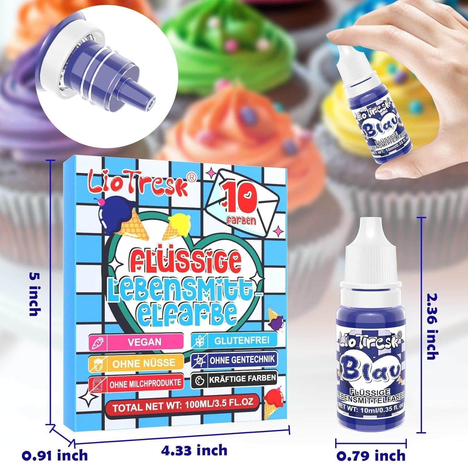 Set 10 coloranti alimentari, lichizi, 10 x 10 ml Naty Shop