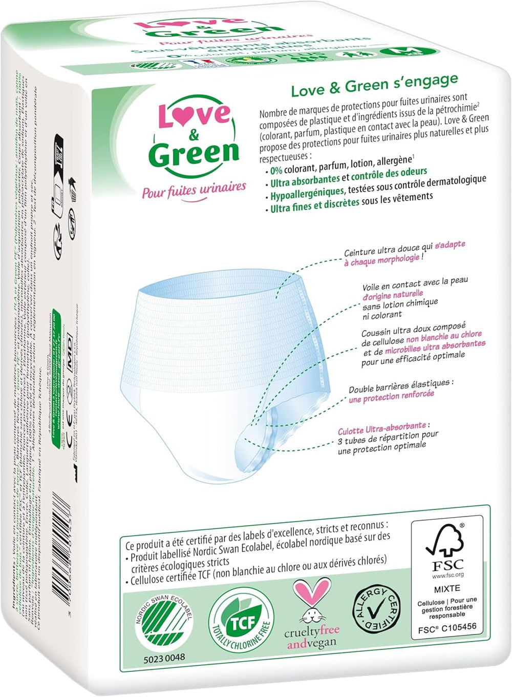 Lenjerie intimă absorbantă pentru adulți, hipoalergenică și ecologică, mărimea M, 8 bucăți