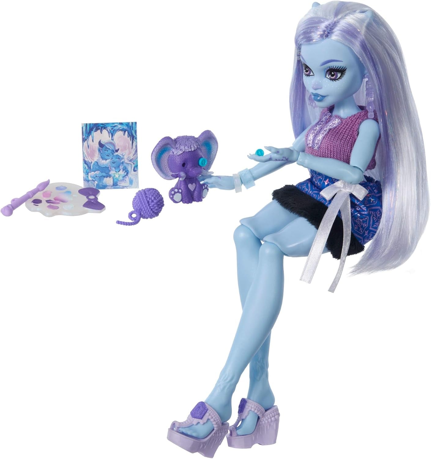 Monster High Self-Scare Secrets Abbey Bominable Puppe und Zubehörset mit 13 realistischen Überraschungen wie Henna, Zeichnungen und Häkeleien, JHK44