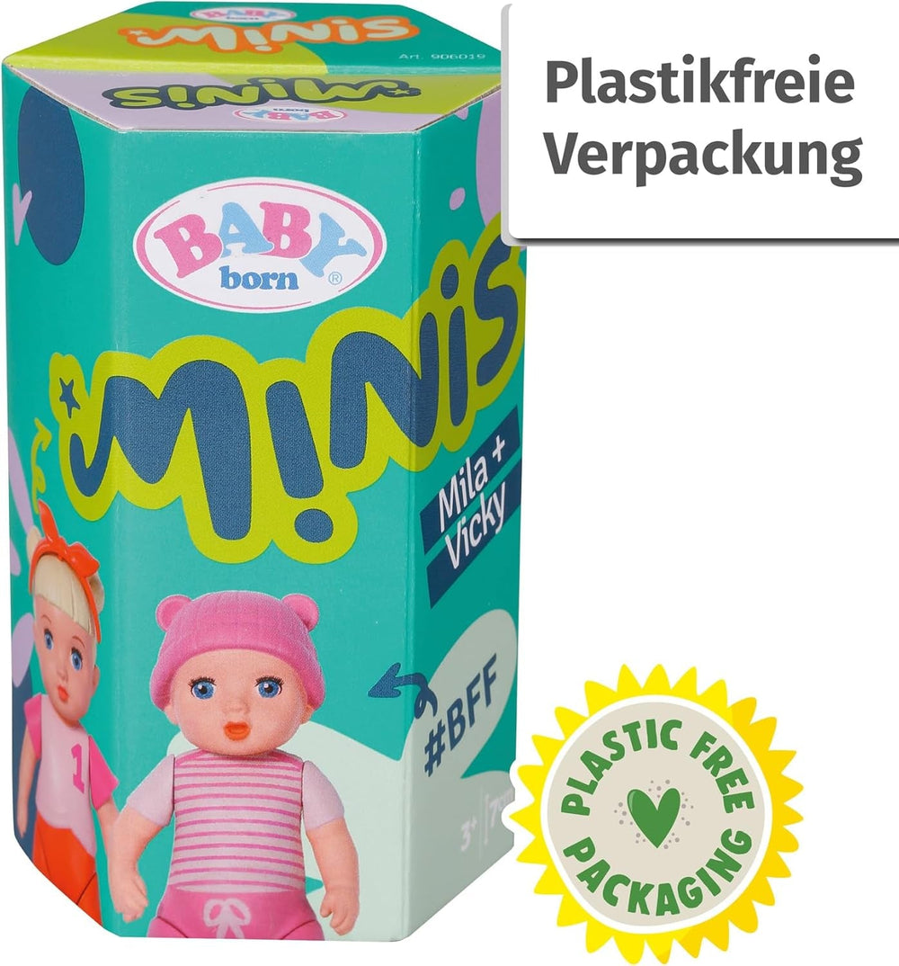 BABY born Minis Doppelpack mit Minis-Puppen Vicky und Mila mit Farbwechseleffekt, Stickerbogen und Accessoires, 906071 Zapf Creation