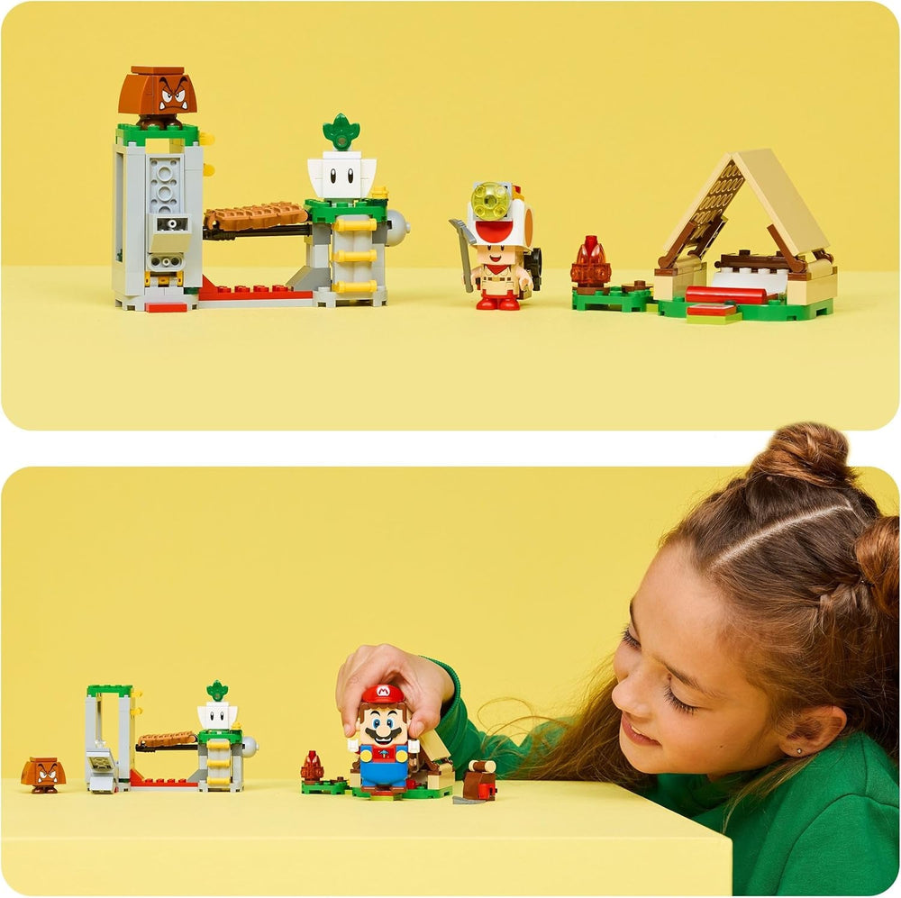LEGO Super Mario Captain Toad-Camp- Interaktives Spielzeug mit 3 Figuren - Gumba, Zelt & einstürzender Brücke - Kinder Mitbringsel - Spielset - Gamer Geschenk für Jungen & Mädchen ab 6 Jahren - 72040