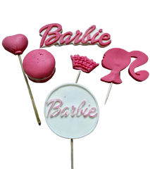 Set 6 decoratiuni comestibile din zahar, Barbie Decoratiuni din Pasta de Zahar Naty Shop