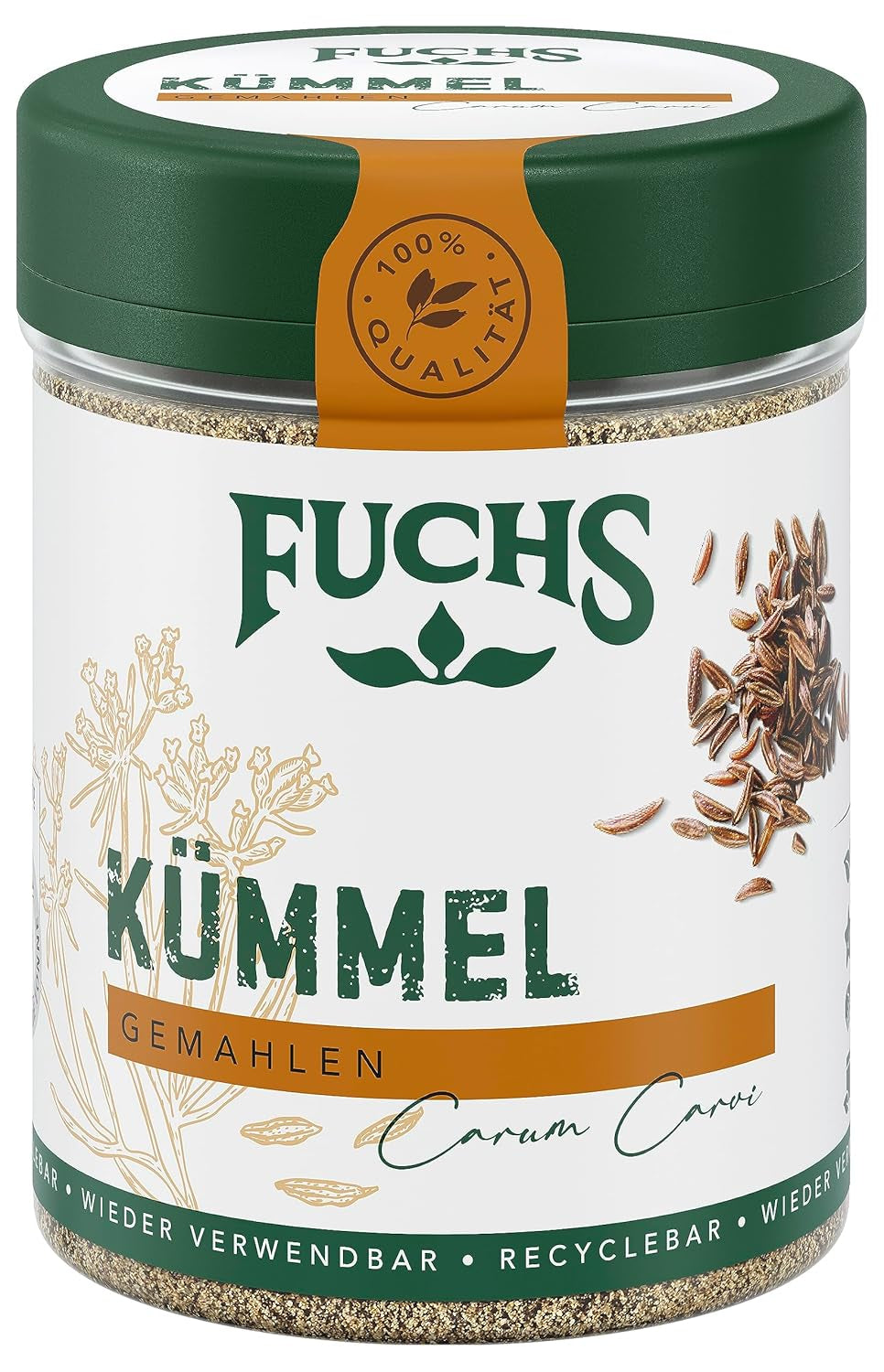 Fuchs Gewürze - Kümmel gemahlen - klassiches Gewürz für deftige Gerichte wie Chili con Carne - natürliche Zutaten - 55 g in wiederverwendbarer, recyclebarer Dose