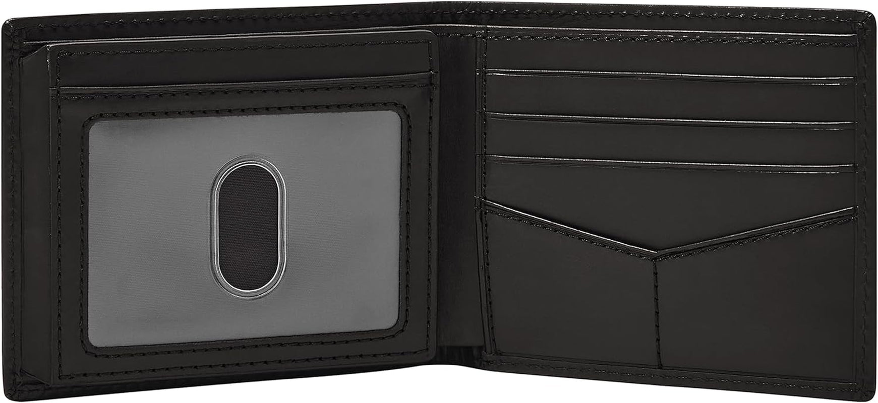 Fossil Derrick Bifold din piele pentru bărbați, cu blocare RFID, cu fereastră Flip ID Portofel Barbati Naty Shop
