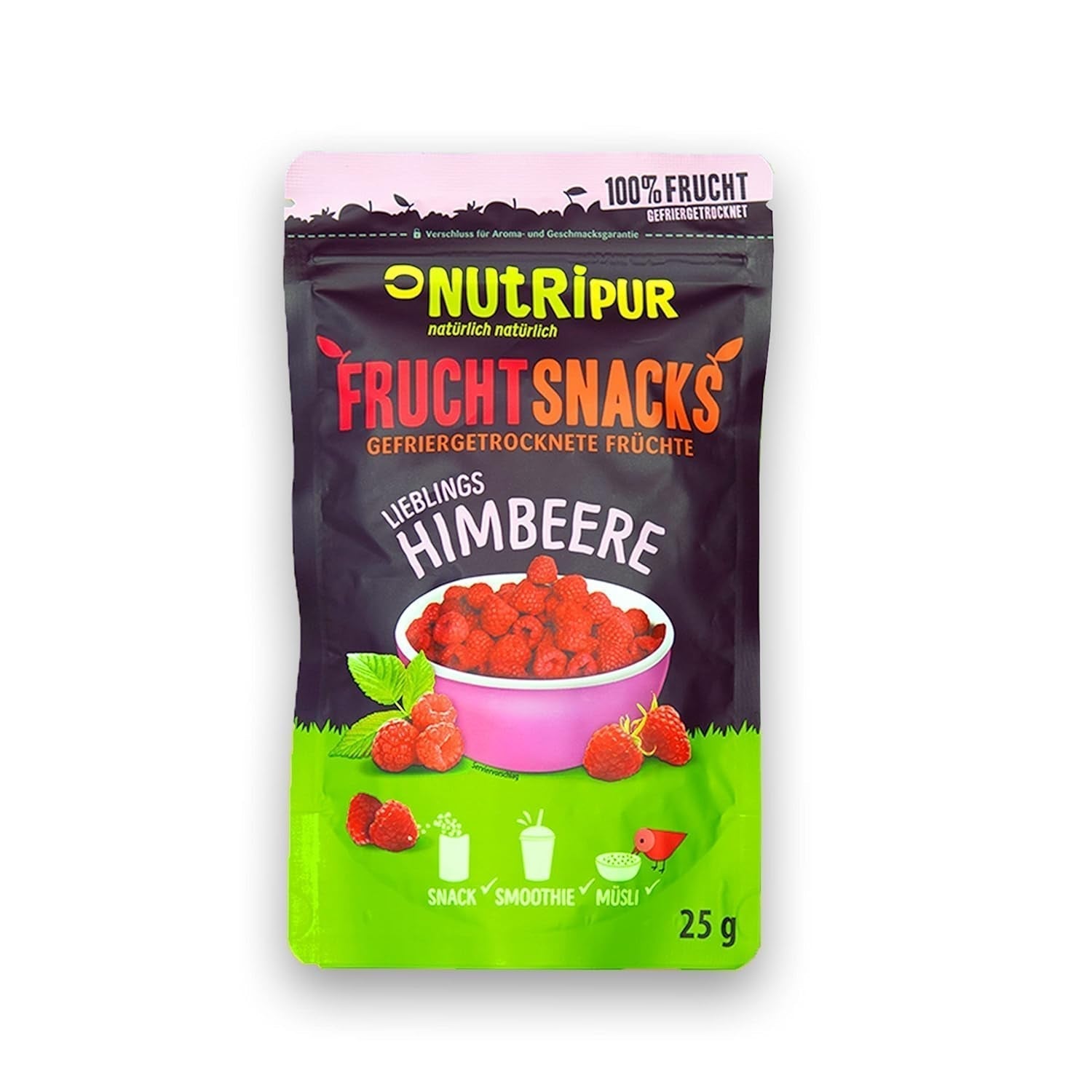Fructe liofilizate: 100g zmeură liofilizată pentru smoothie bowls, muesli, toppinguri pentru terci - fructe de pădure liofilizate fără zahăr adăugat - fructe de pădure liofilizate - fructe de la NutriPur Produse deshidratate Naty Shop Titlu implicit