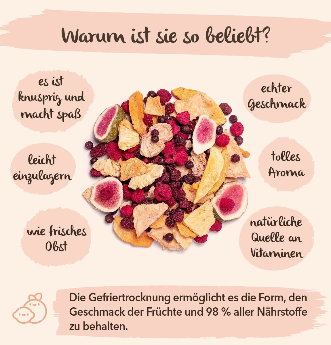 Fructe liofilizate BRIX | Amestec natural de fructe uscate 80 g | Premiul Great Taste pentru fructe uscate | Fără OMG, fără gluten, vegan, vitamine reținute Produse deshidratate Naty Shop