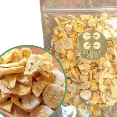 Fructe liofilizate Mix de fructe tropicale | XL 350g Ananas liofilizat Mango Banană Mix de fructe liofilizate | Fructe liofilizate Ananas Banană Mango Mix de fructe uscate | ZingyZoo Produse deshidratate Naty Shop 350G