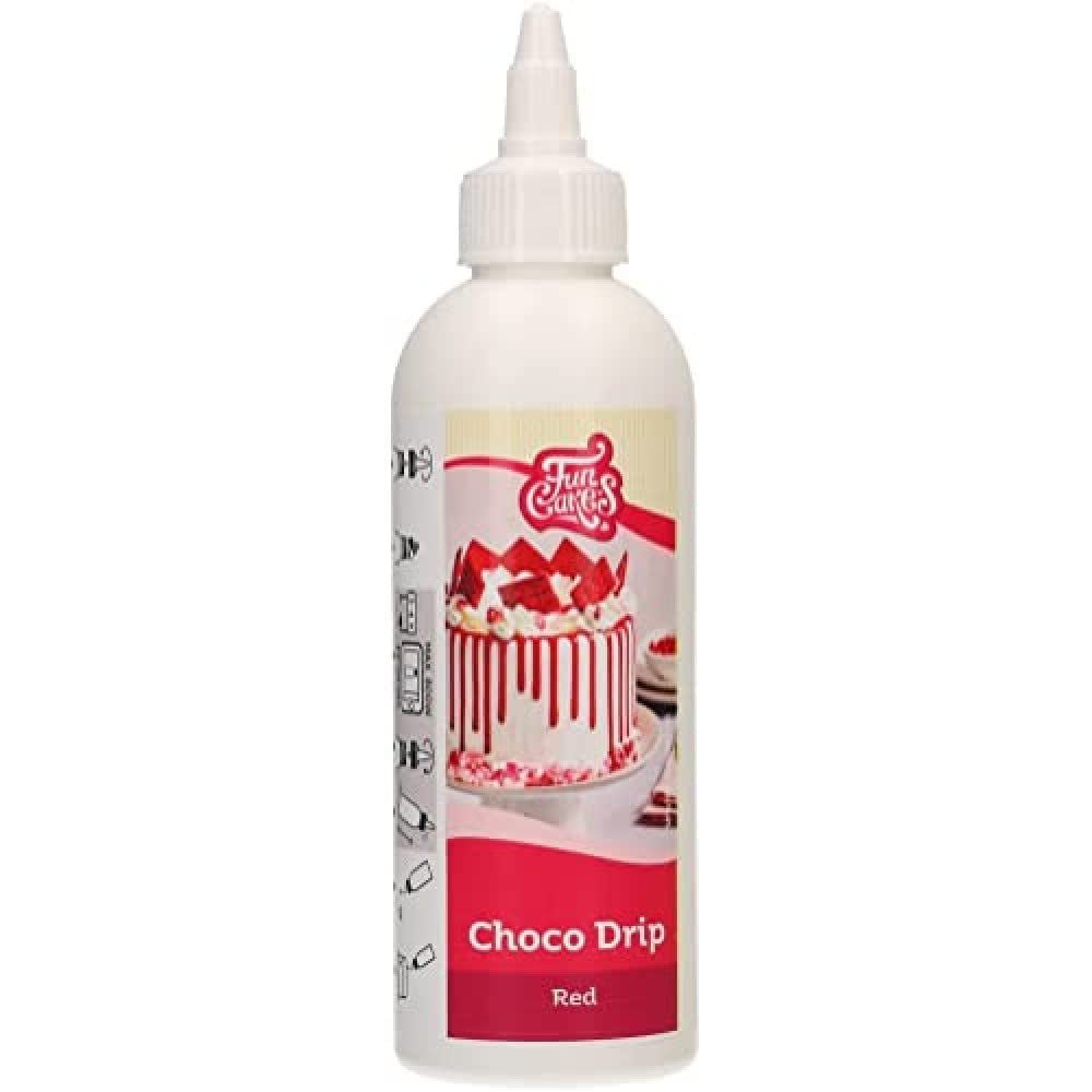 FunCakes Choco Drip Red: Aromă delicioasă, Ușor de folosit, Perfect pentru prăjituri cu picurare, Aromă de ciocolată cu picurare. Pachet resigilabil 180 g. Pasta de zahar Naty Shop Default Title