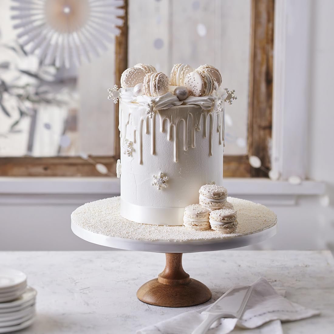 FunCakes Fondant laminat alb strălucitor: ușor de utilizat, neted, flexibil, moale și pliabil, perfect pentru decorarea prăjiturilor, halal, kosher și fără gluten. 1 kg Pasta de zahar Naty Shop