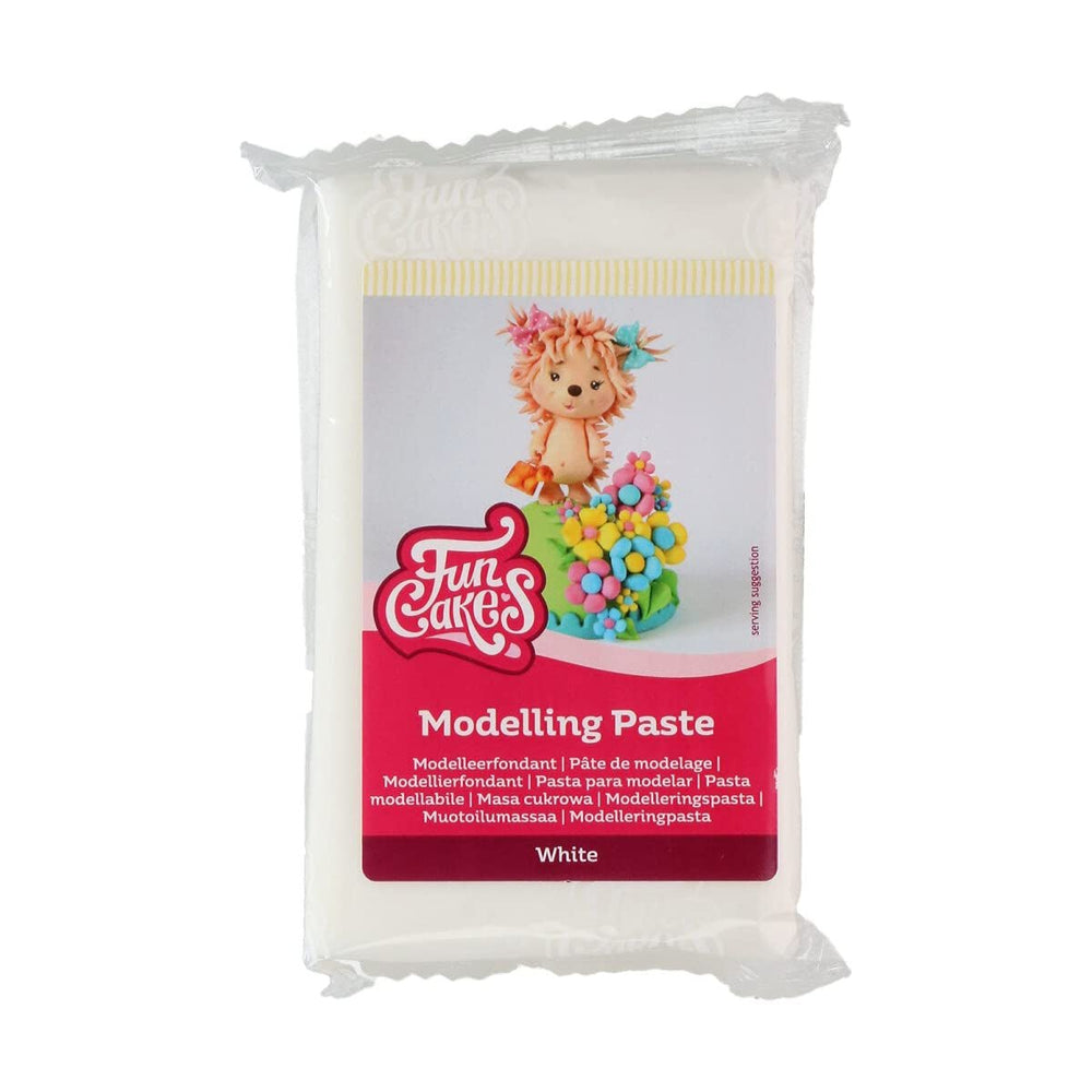 FunCakes Modelling Paste White: Perfectă pentru modelarea figurinelor, a vârfurilor de tort și a volanelor. Puternică, netedă și suplă. Halal, kosher și fără gluten. 250 g. (pachet de 2) Pasta de zahar Naty Shop Alb 250 grame