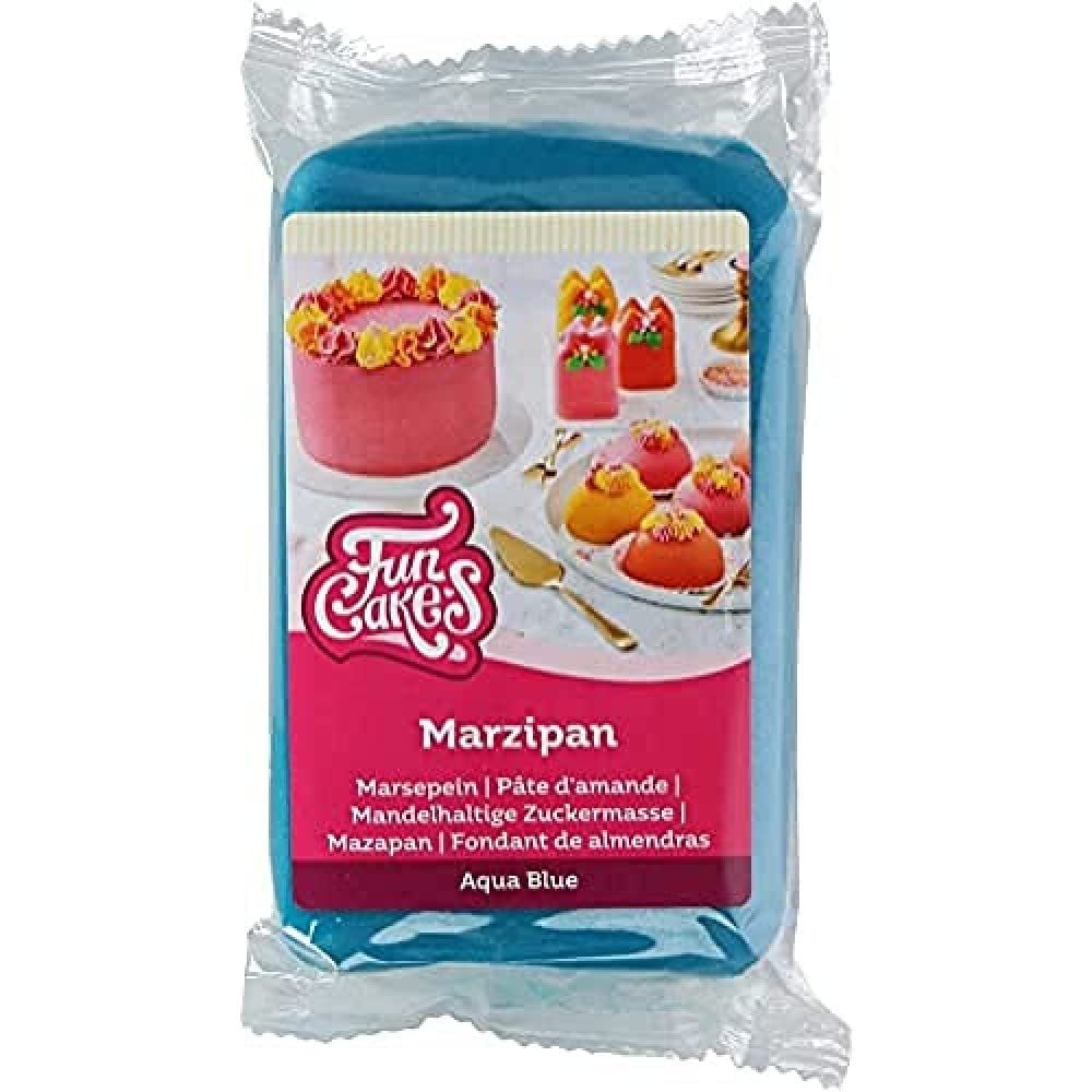 FunCakes pastă de zahăr pe bază de migdale (marțipan olandez) Aqua Blue: ușor de utilizat și neted, perfect pentru decorarea prăjiturilor, halal, kosher și fără gluten, 250 g (pachet de 2) Pasta de zahar Naty Shop 250 G (1 pachet) Marțipan