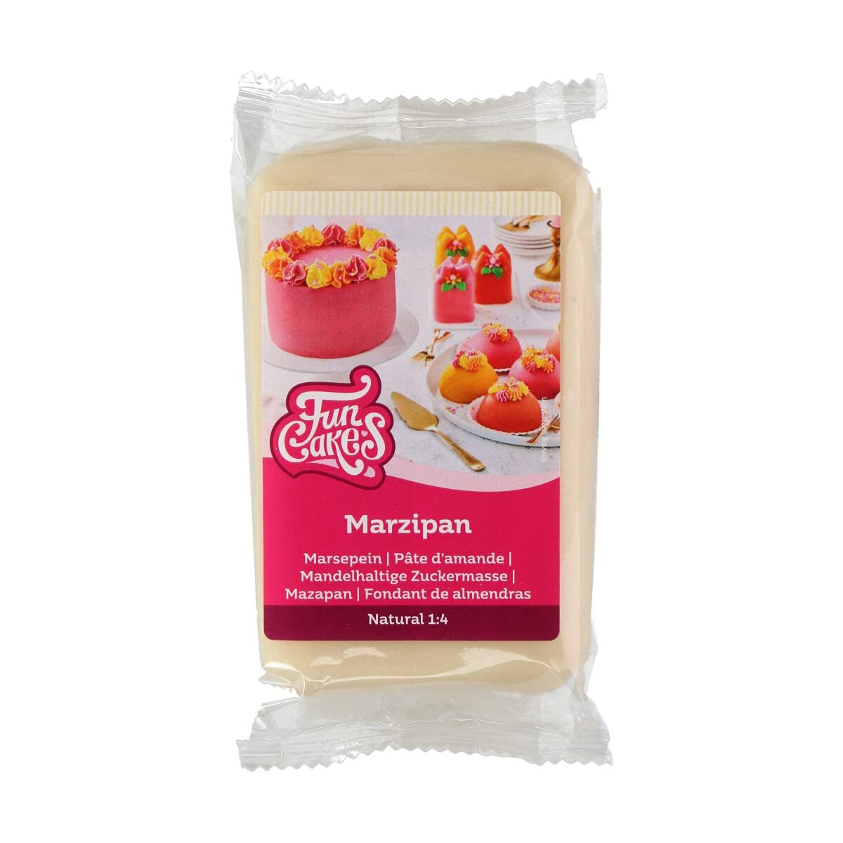 FunCakes pastă de zahăr pe bază de migdale (marțipan olandez) Natural (1:4): Gata de rulat, Ușor de folosit, Perfectă pentru decorarea prăjiturilor, Halal, kosher și fără gluten. 250 g., mediu Pasta de zahar Naty Shop Default Title