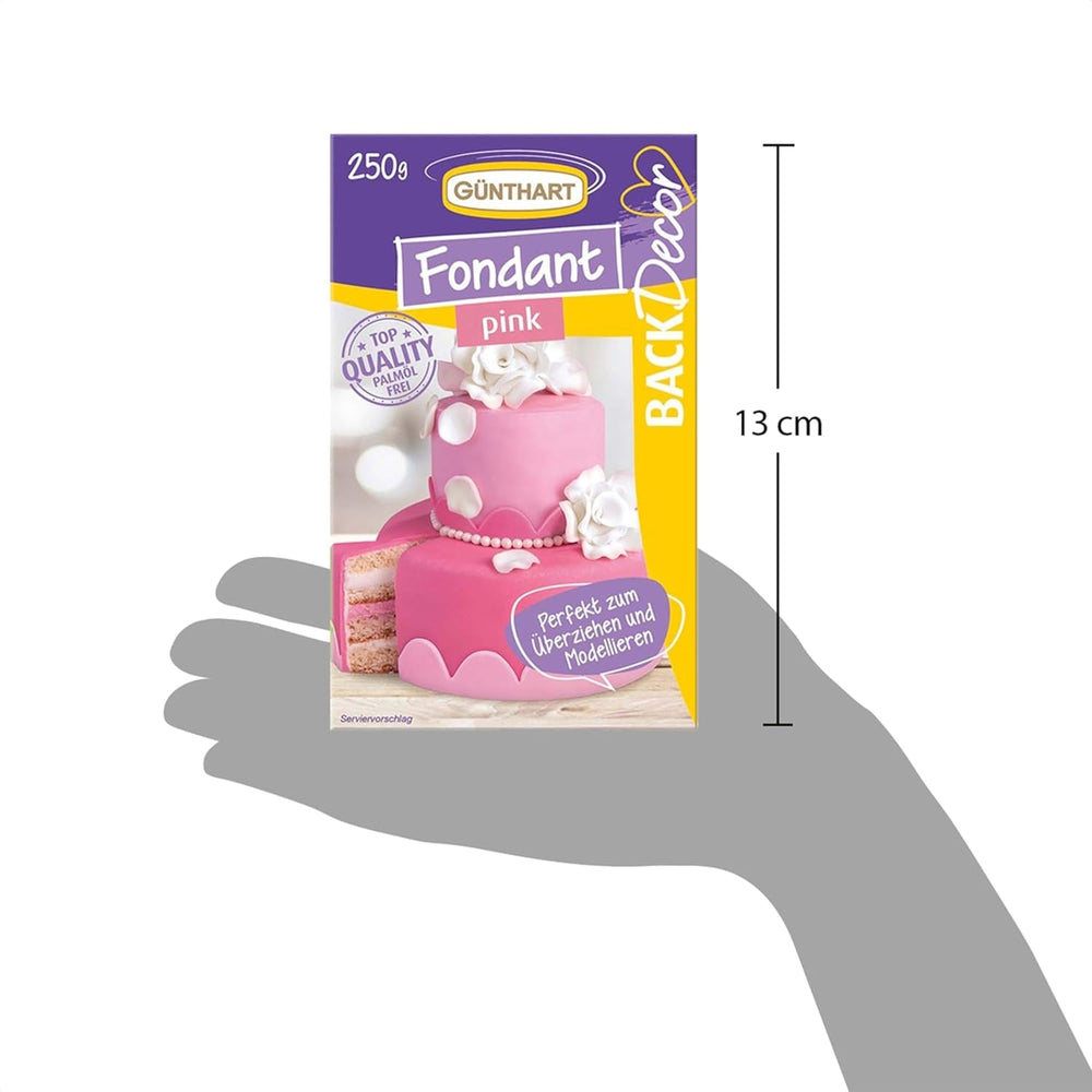 Günthart BackDecor fondant roz | calitate superioară | gata de utilizare | fără ulei de palmier | rezistent la rupere | pentru acoperirea prăjiturilor și produselor de patiserie | potrivit pentru modelare | pachet de 2 (1 x 250 g) Pasta de zahar Naty Shop